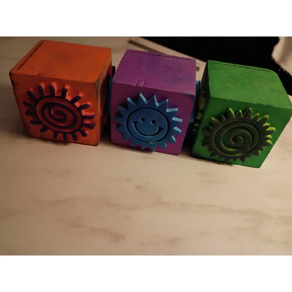 Darice Foam Stamp Cubes Set of 3 Monkey Sun Starfish Beach Designs 234-23-0948